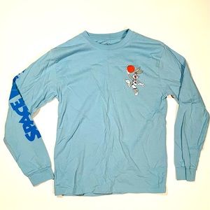 Space Jam Toon Squad Bugs Bunny Blue Shirt Long Sleeve - Size Medium (38-40)